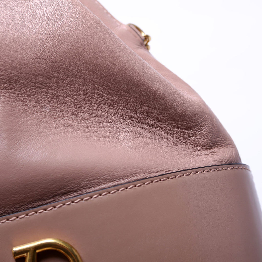 V Logo Mini Bucket Bag Tan