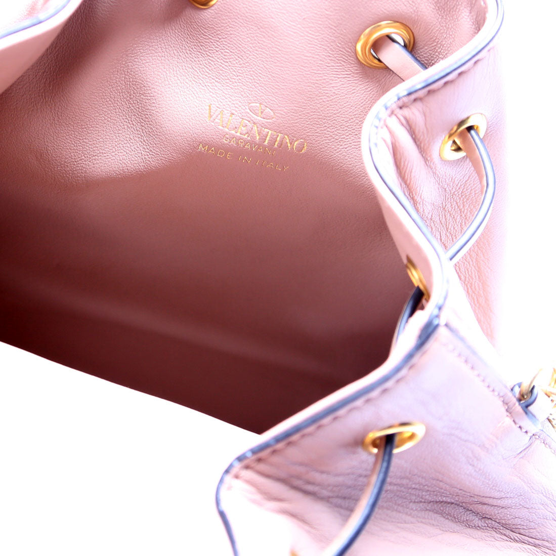 V Logo Mini Bucket Bag Tan