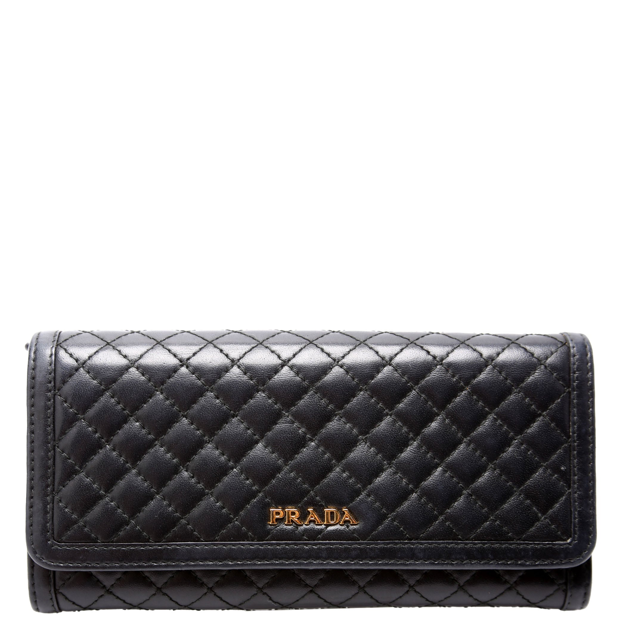 Quilted Calfskin Chain Wallet Black