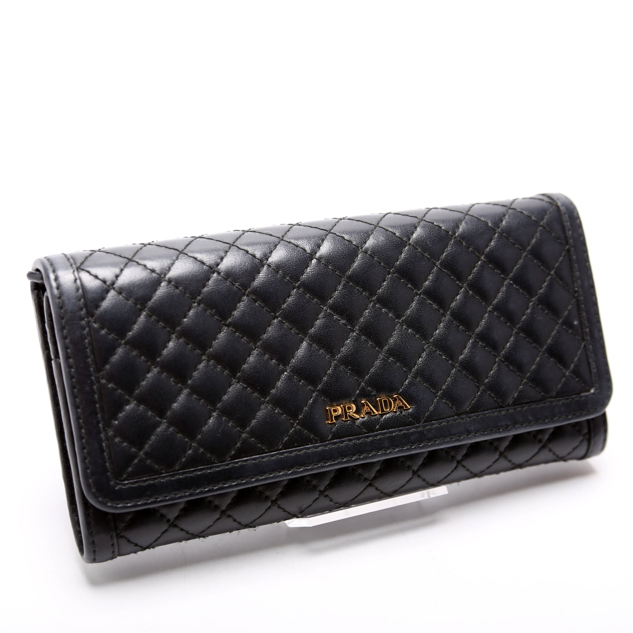 Quilted Calfskin Chain Wallet Black