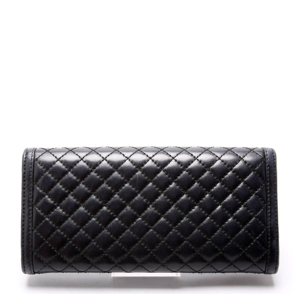 Quilted Calfskin Chain Wallet Black