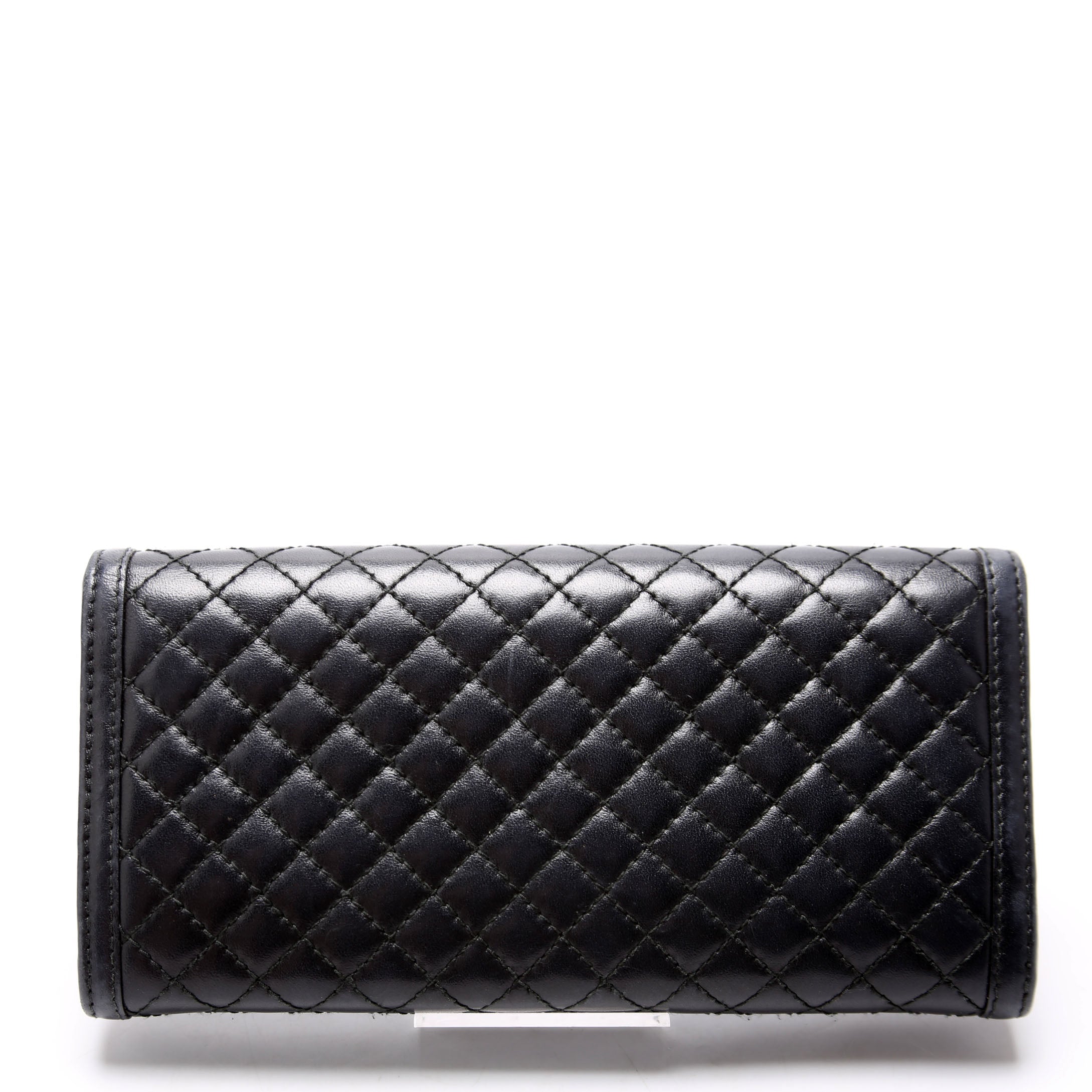 Quilted Calfskin Chain Wallet Black