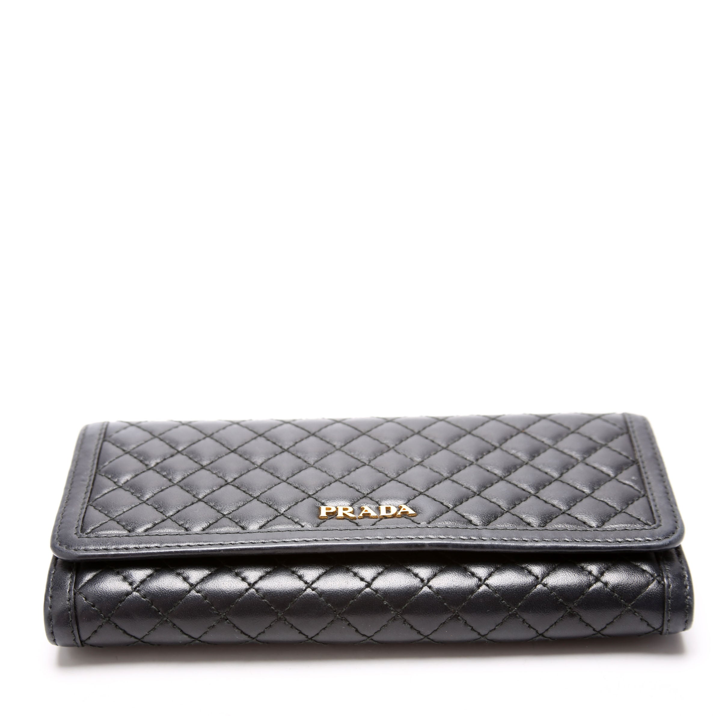 Quilted Calfskin Chain Wallet Black