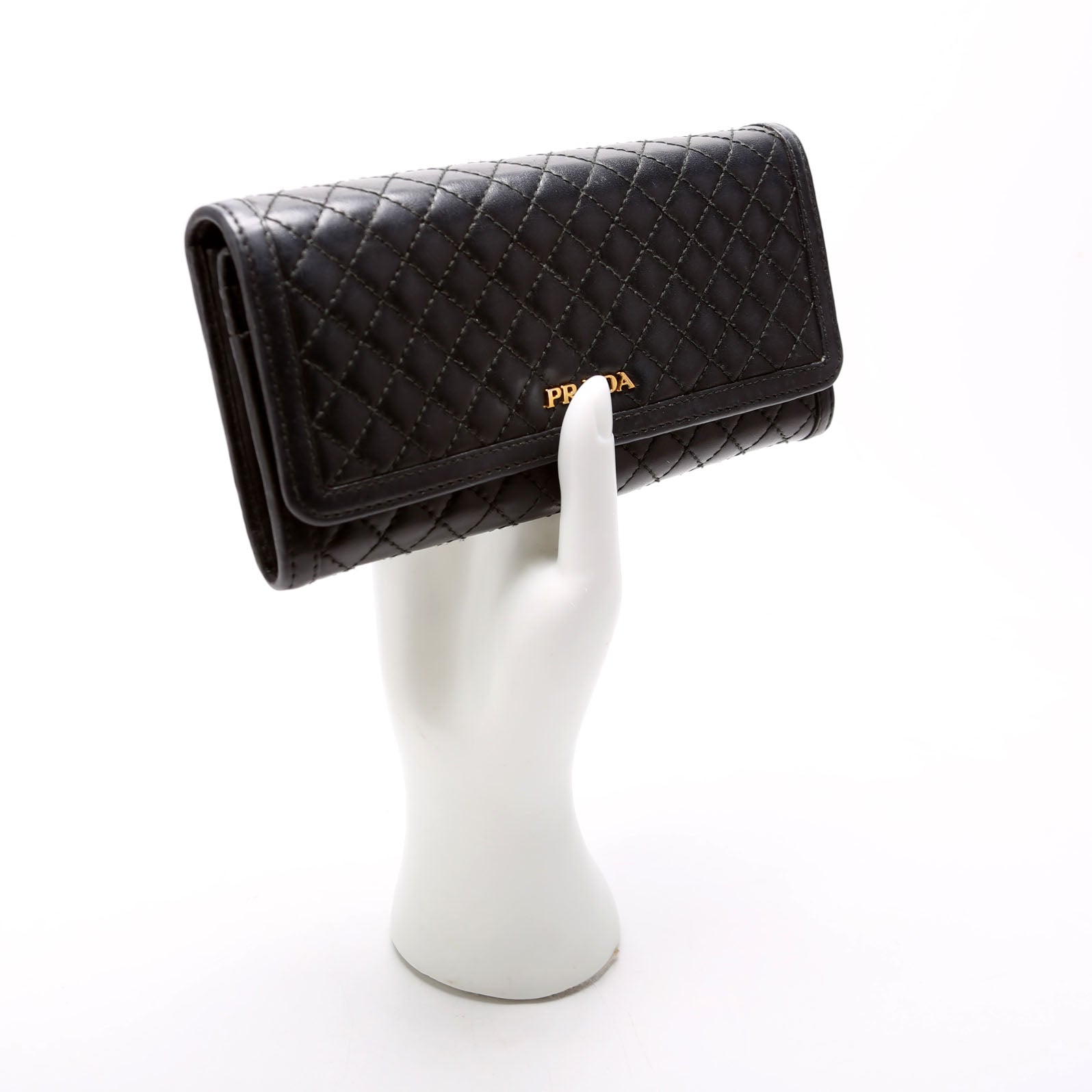 Quilted Calfskin Chain Wallet Black