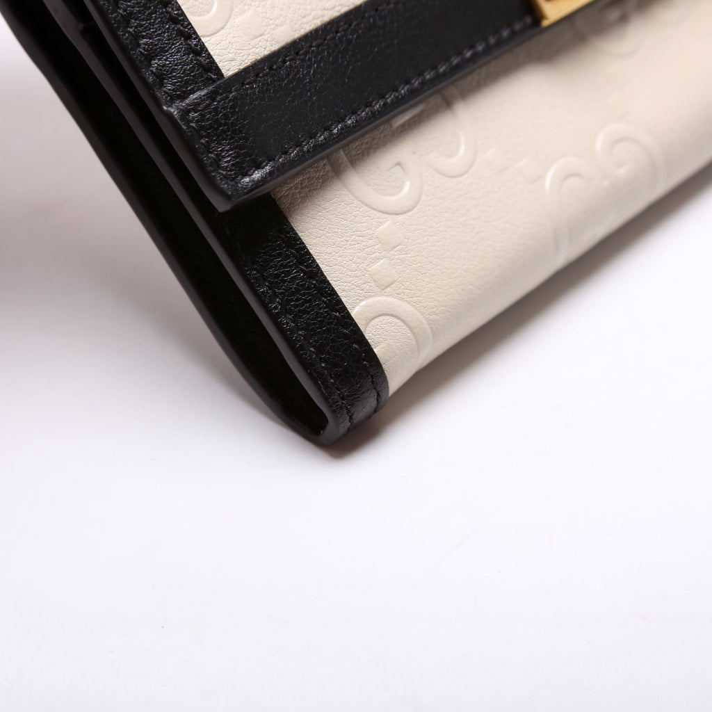 Gucci 676151 Jumbo GG Wallet Beige/Black