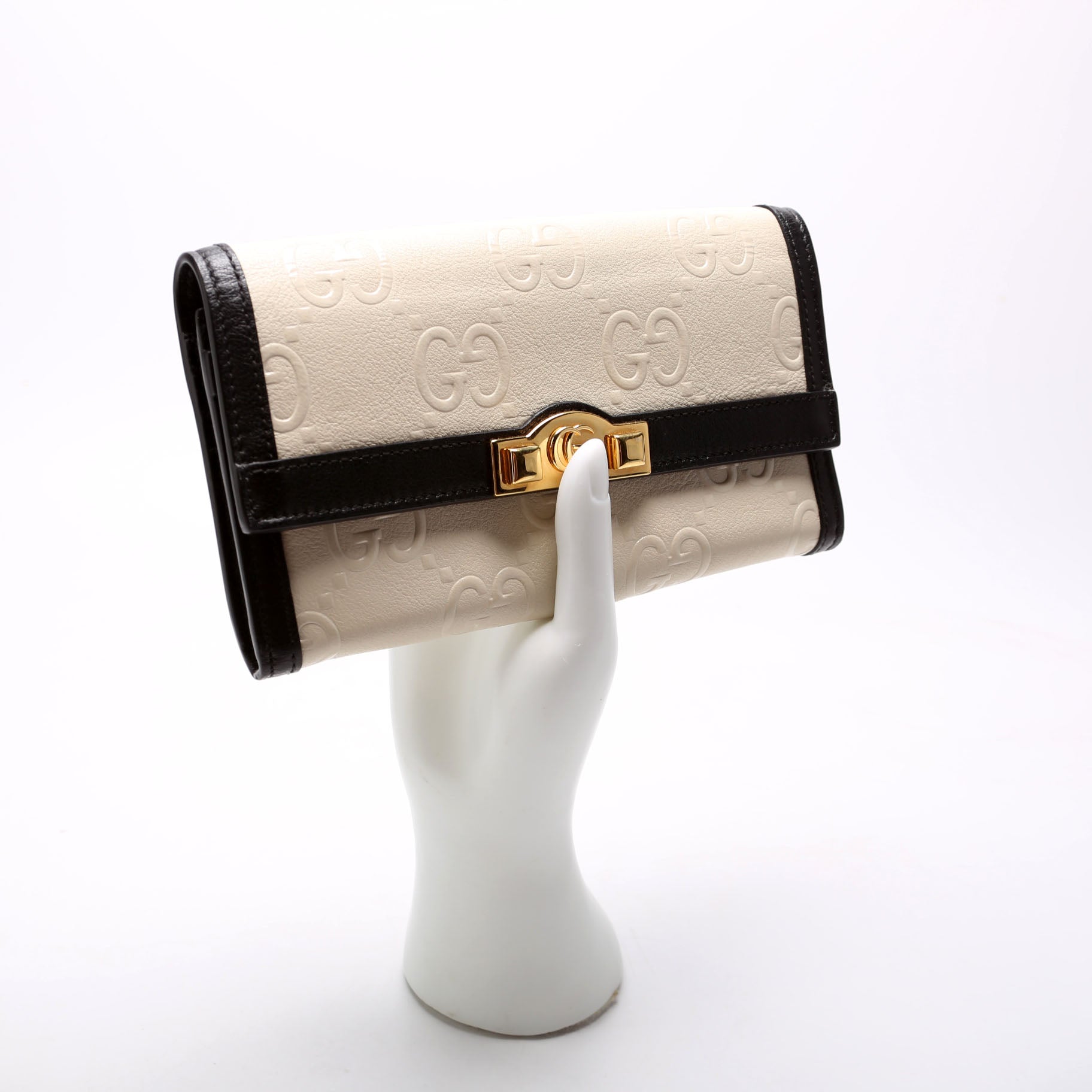 Gucci 676151 Jumbo GG Wallet Beige/Black