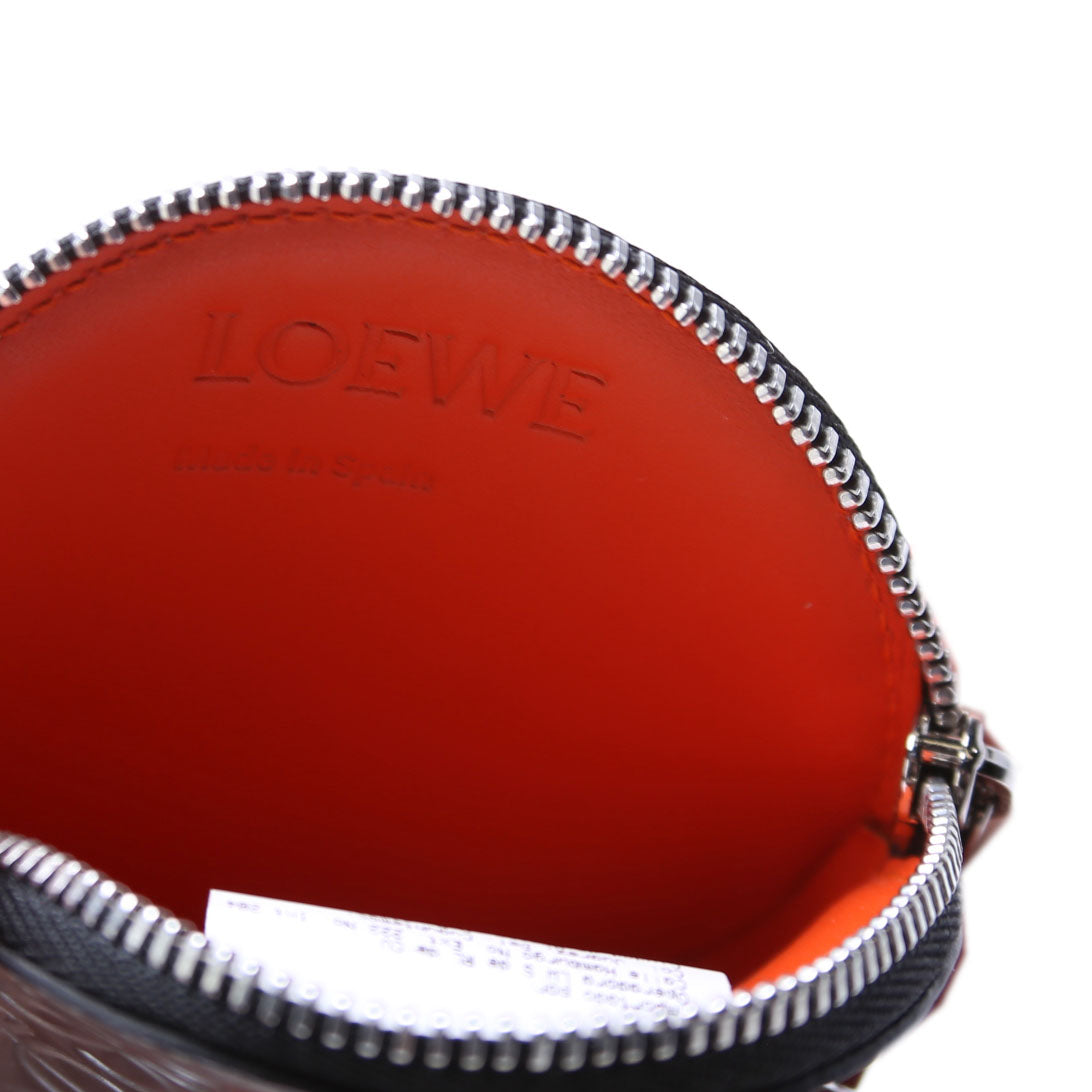 Cookie Zip Coin Purse Metallic Calfskin Embossed Anagram Silver