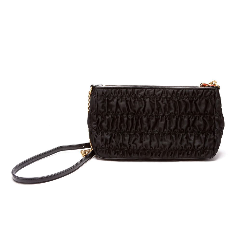1BH152 Tessuto Nylon Gaufre Crossbody Black