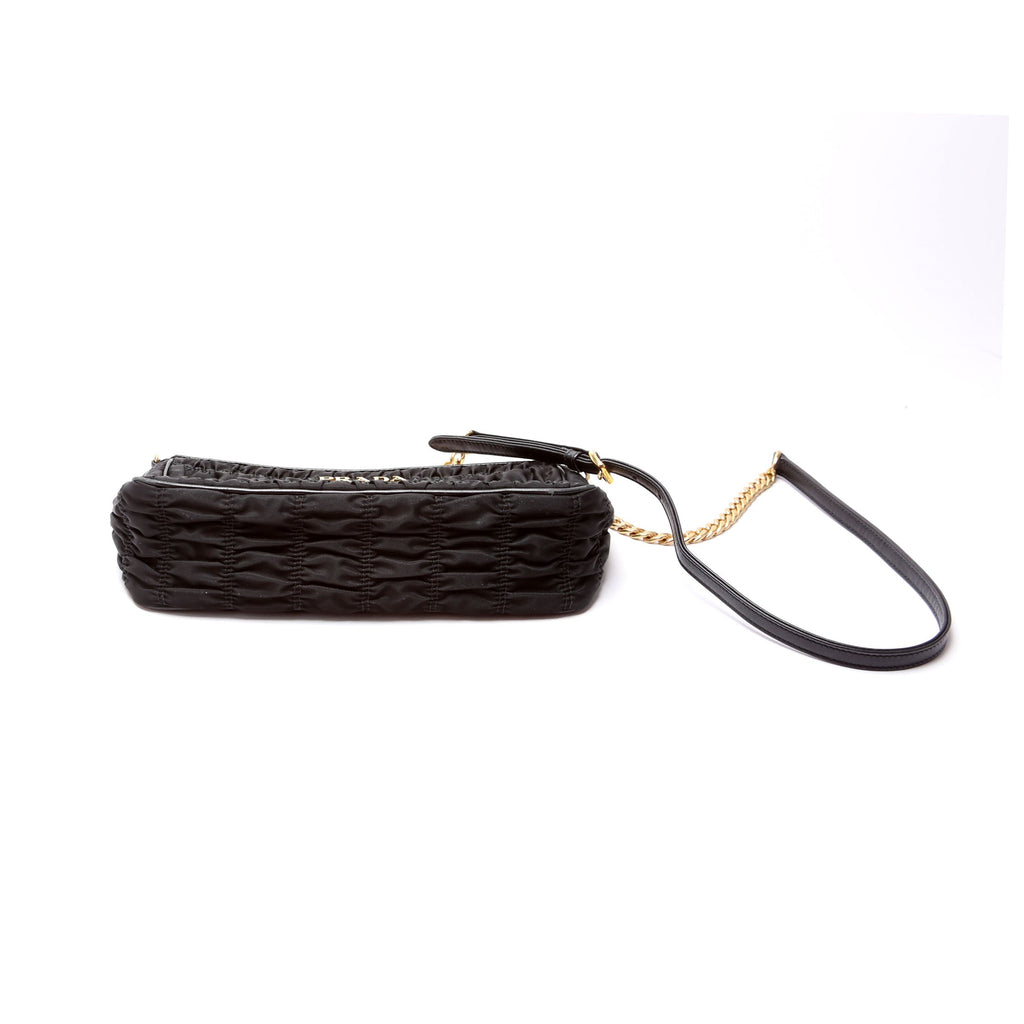 1BH152 Tessuto Nylon Gaufre Crossbody Black