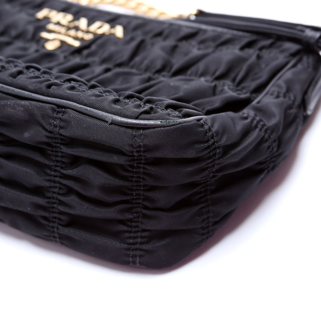 1BH152 Tessuto Nylon Gaufre Crossbody Black