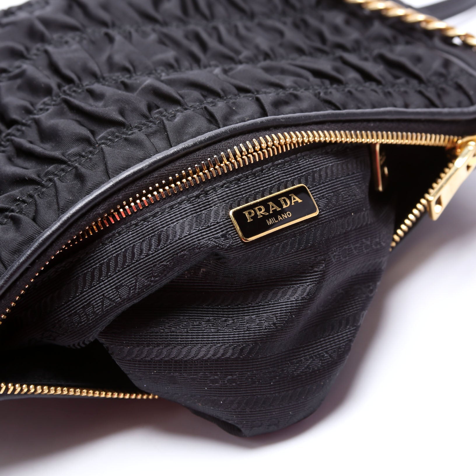 1BH152 Tessuto Nylon Gaufre Crossbody Black