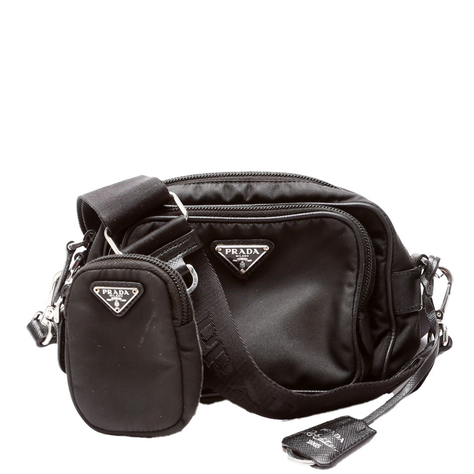Prada 1BH153 Re-Nylon Saffiano Re-Edition 2005 Mini Camera Black