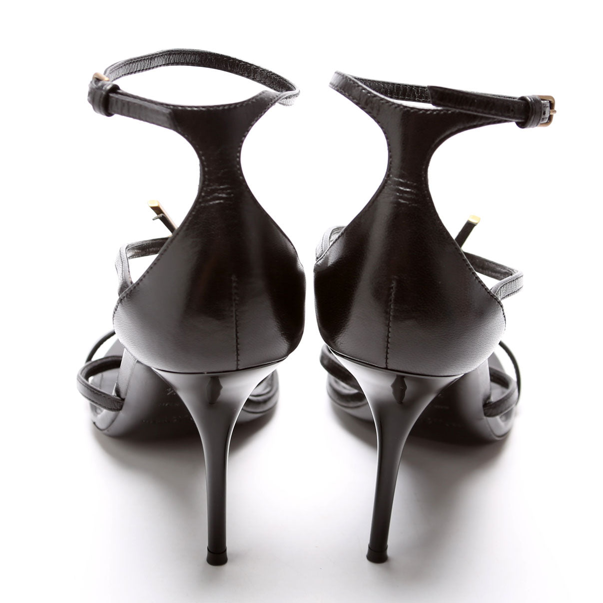 Cassandra YSL Logo Sandal Heels Size 37.5 Black