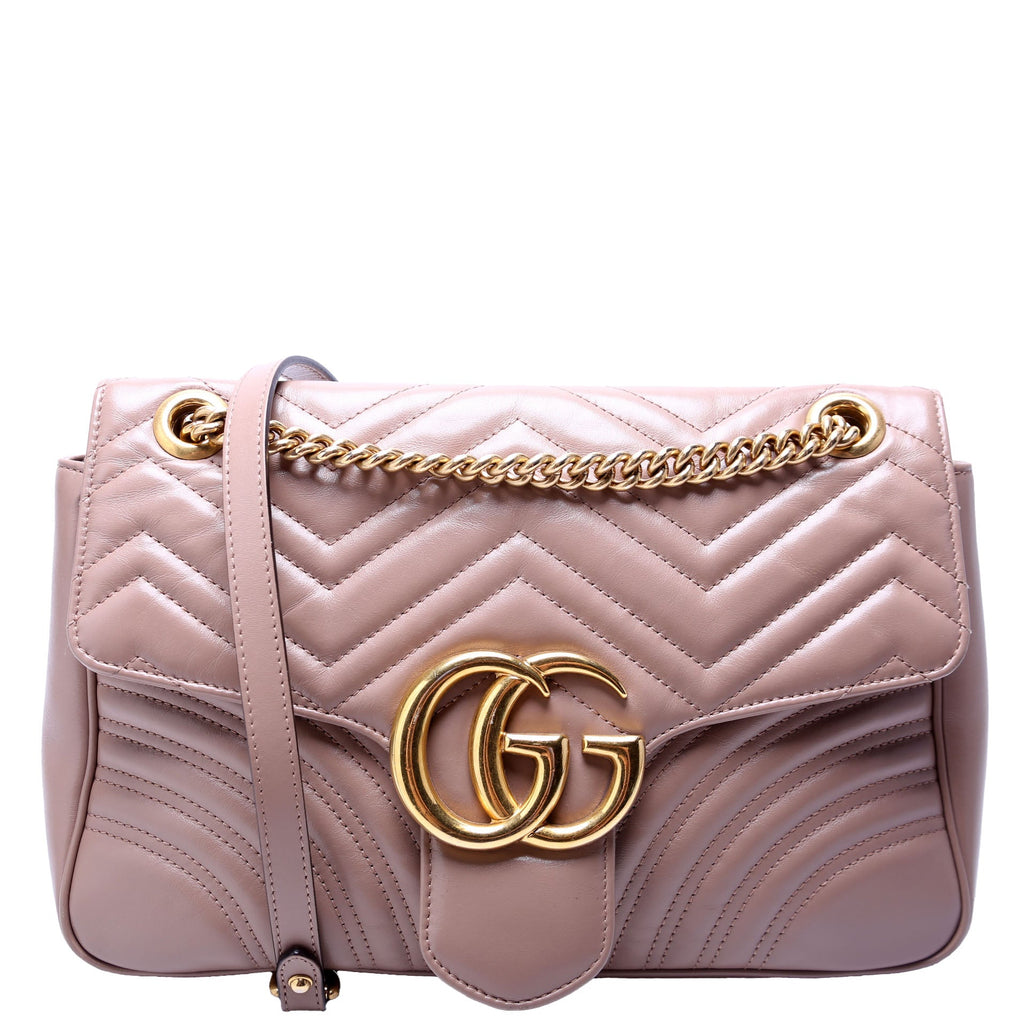 443496 Marmont Leather Shoulder Medium Nude