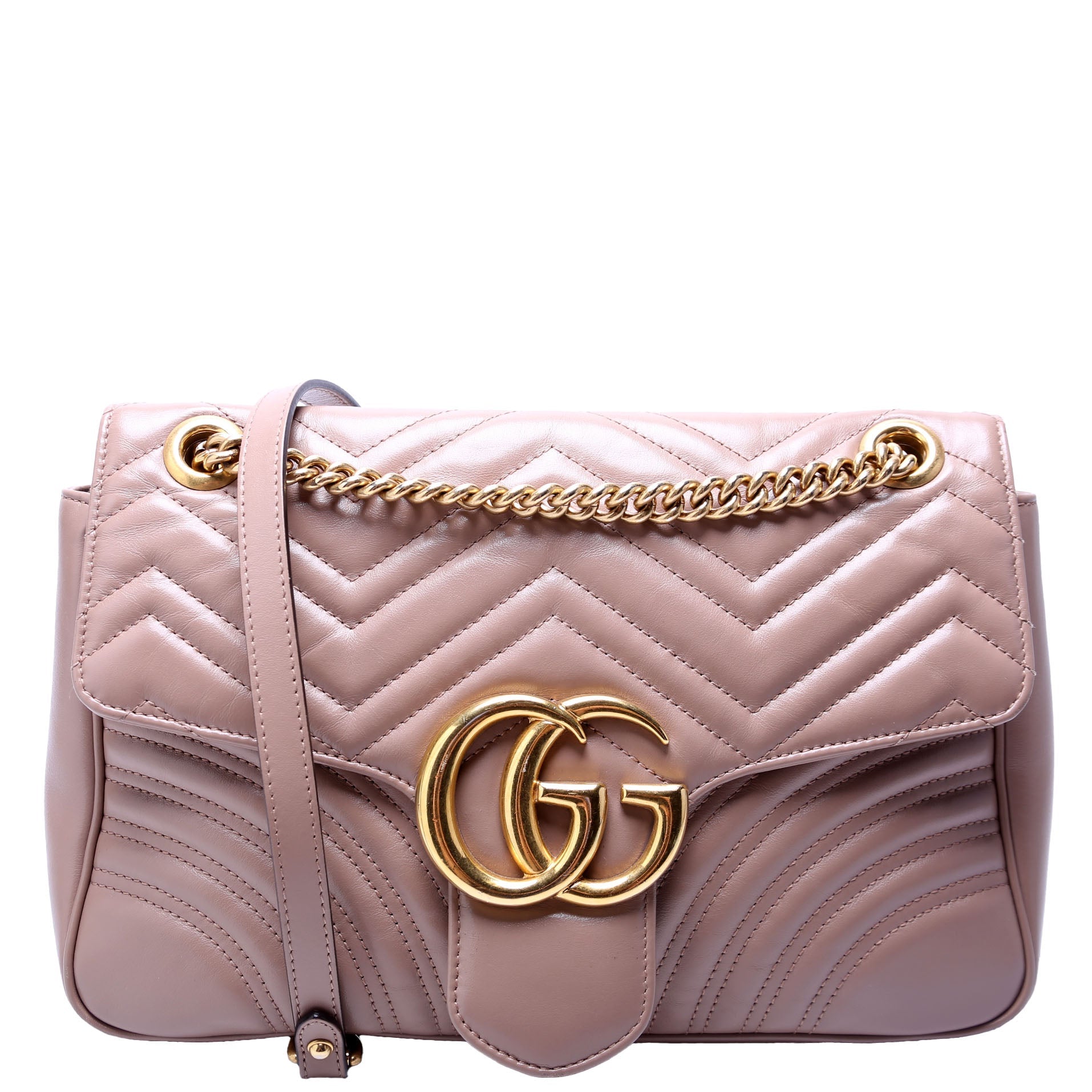 443496 Marmont Leather Shoulder Medium Nude