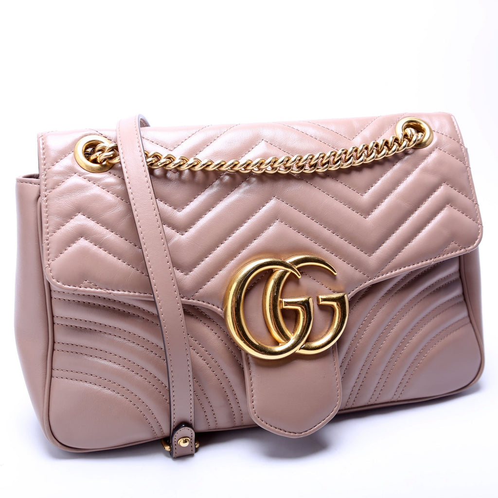 443496 Marmont Leather Shoulder Medium Nude