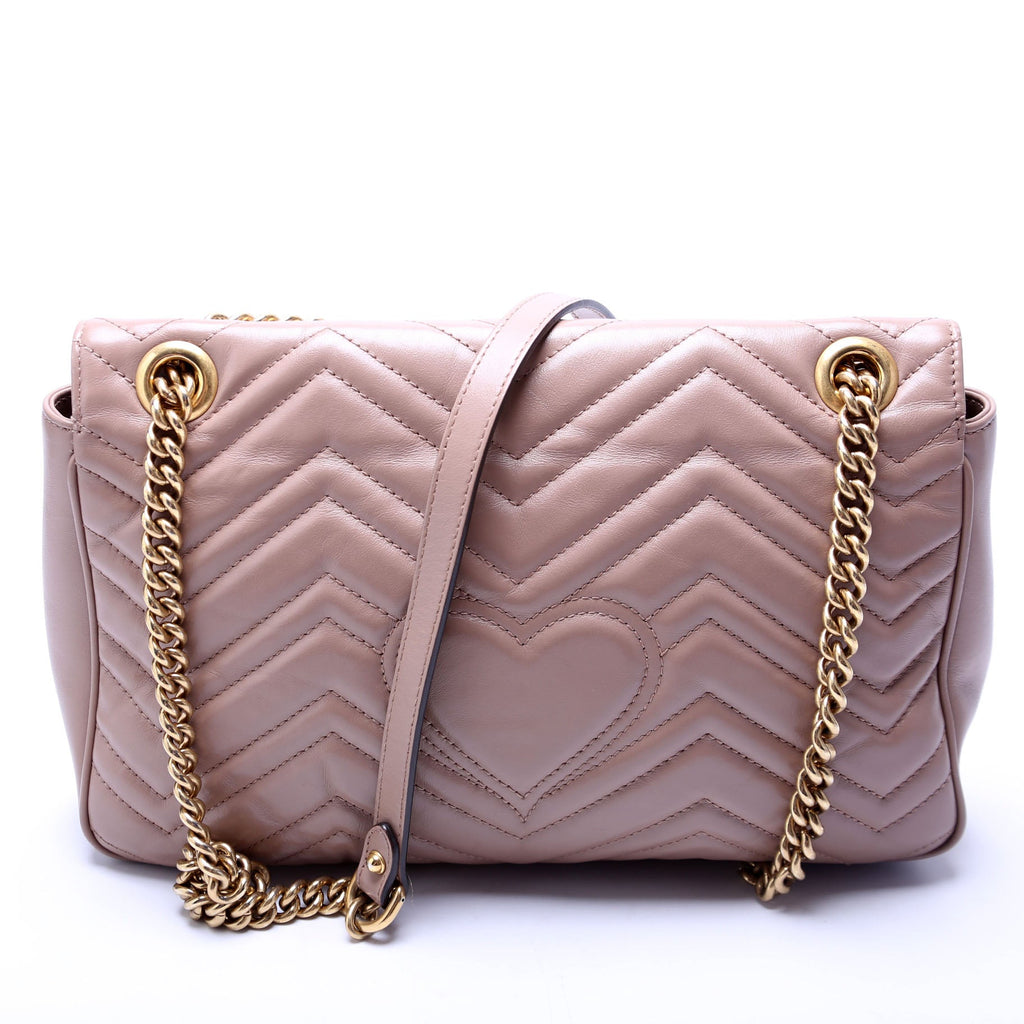 443496 Marmont Leather Shoulder Medium Nude
