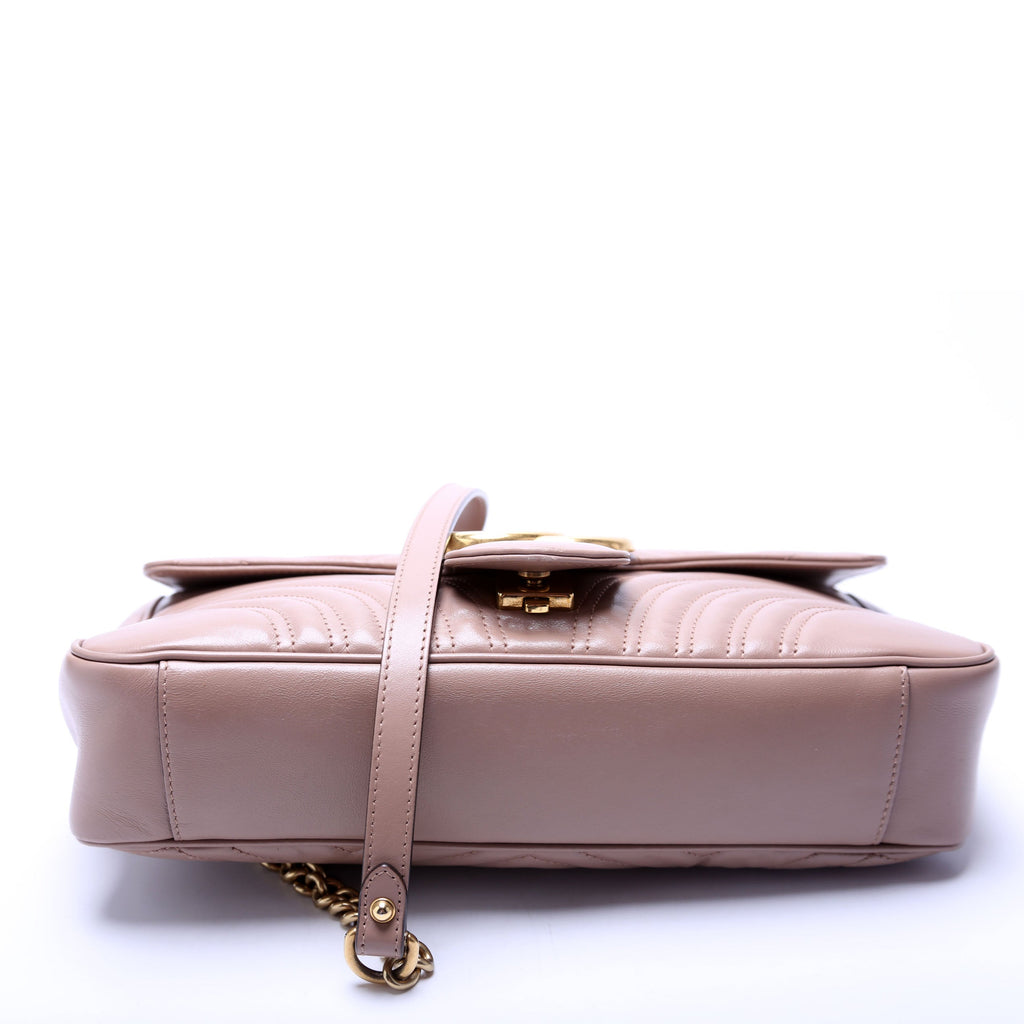 443496 Marmont Leather Shoulder Medium Nude