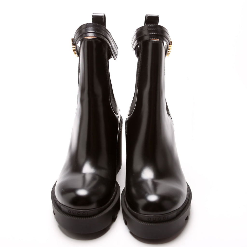 Logo Combat Booties Size 37.5 Black