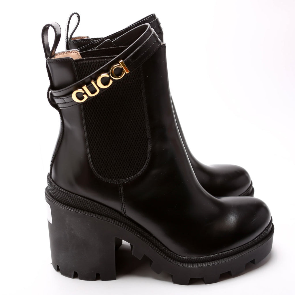 Logo Combat Booties Size 37.5 Black