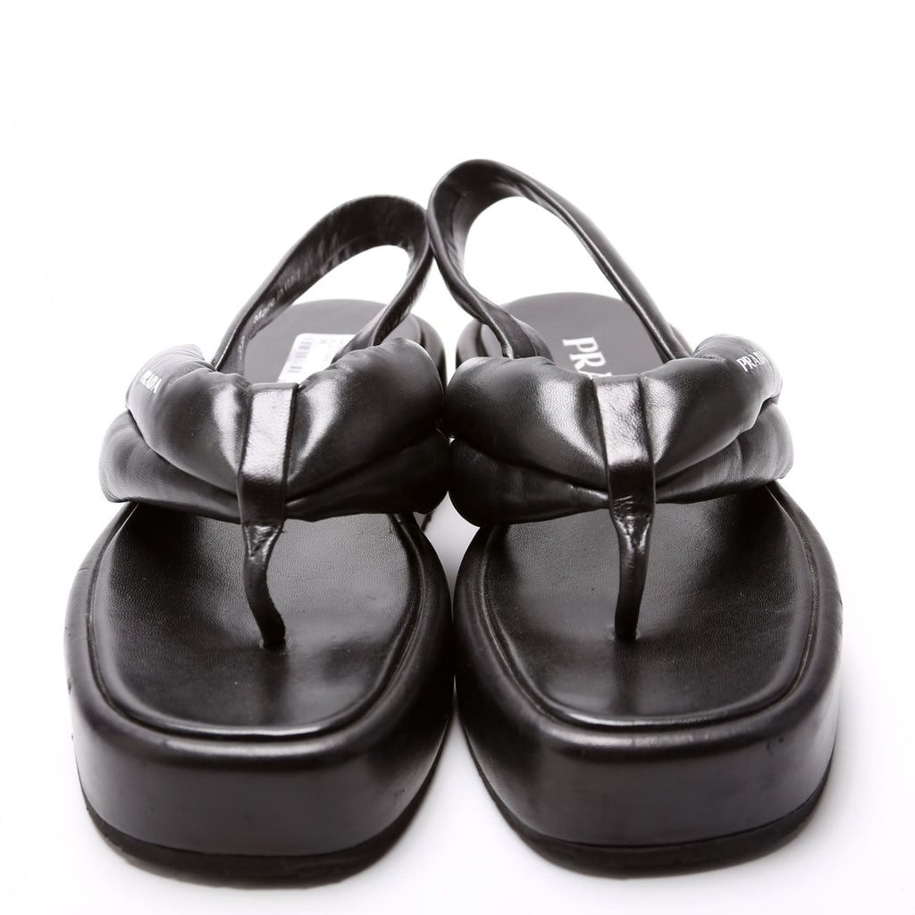 Slingback Platform Leather Sandals Size 38 Black