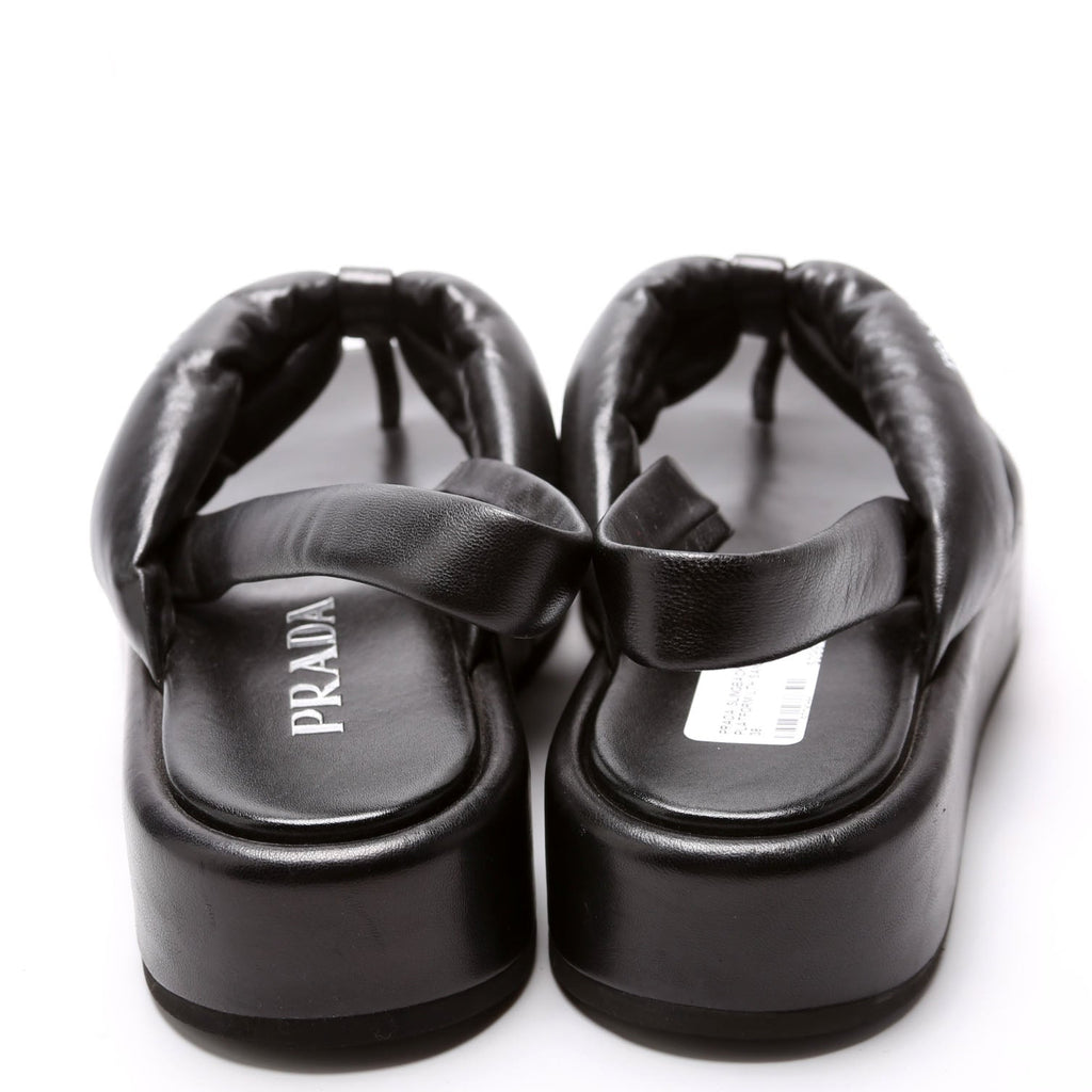Slingback Platform Leather Sandals Size 38 Black