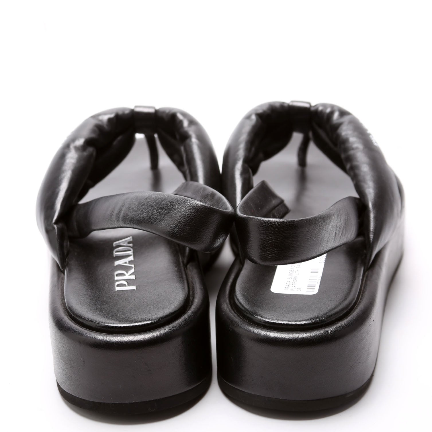 Slingback Platform Leather Sandals Size 38 Black