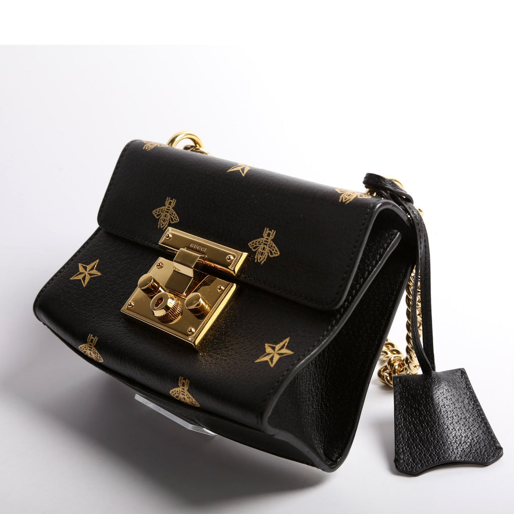 Gucci 432182 Padlock Bee Star Leather Small
