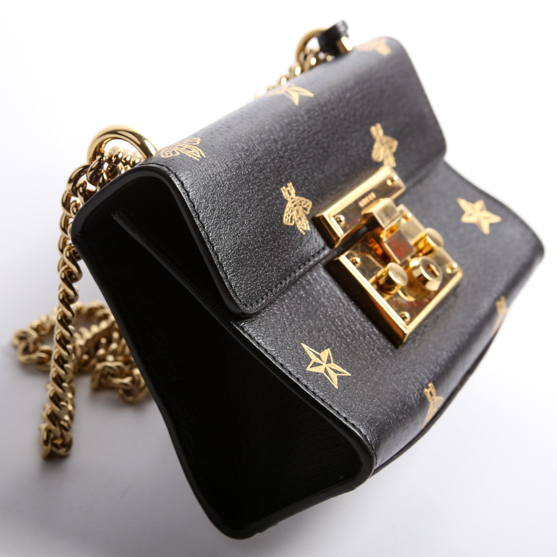 Gucci 432182 Padlock Bee Star Leather Small