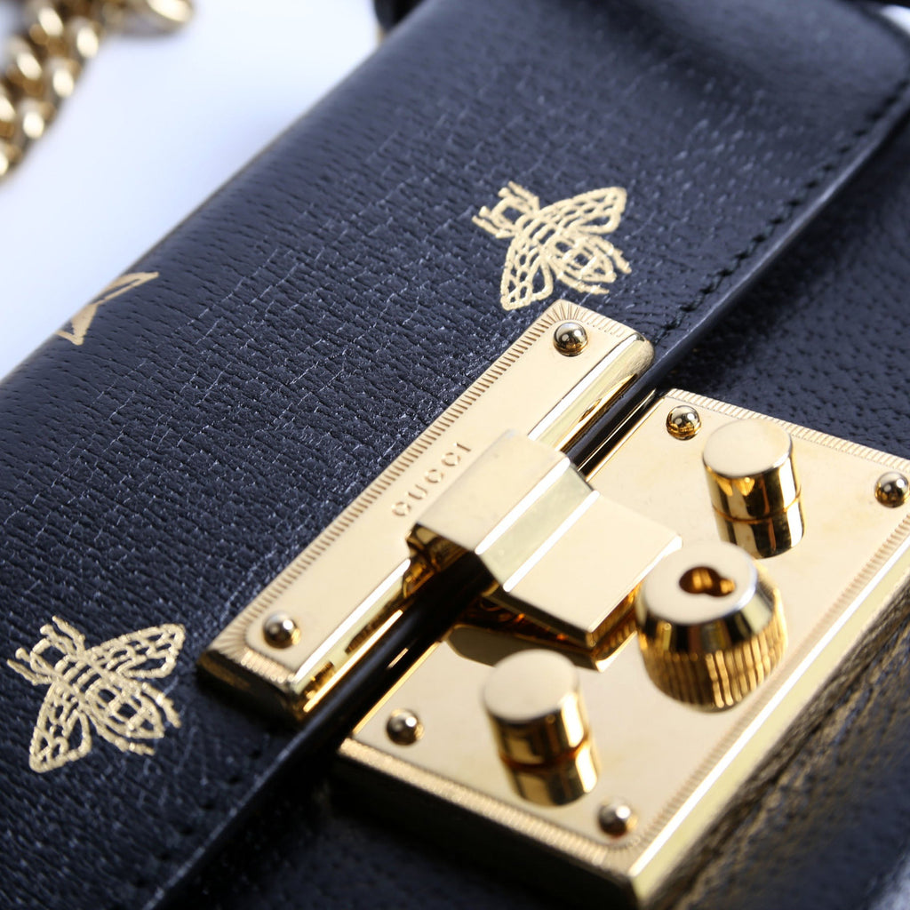 Gucci 432182 Padlock Bee Star Leather Small
