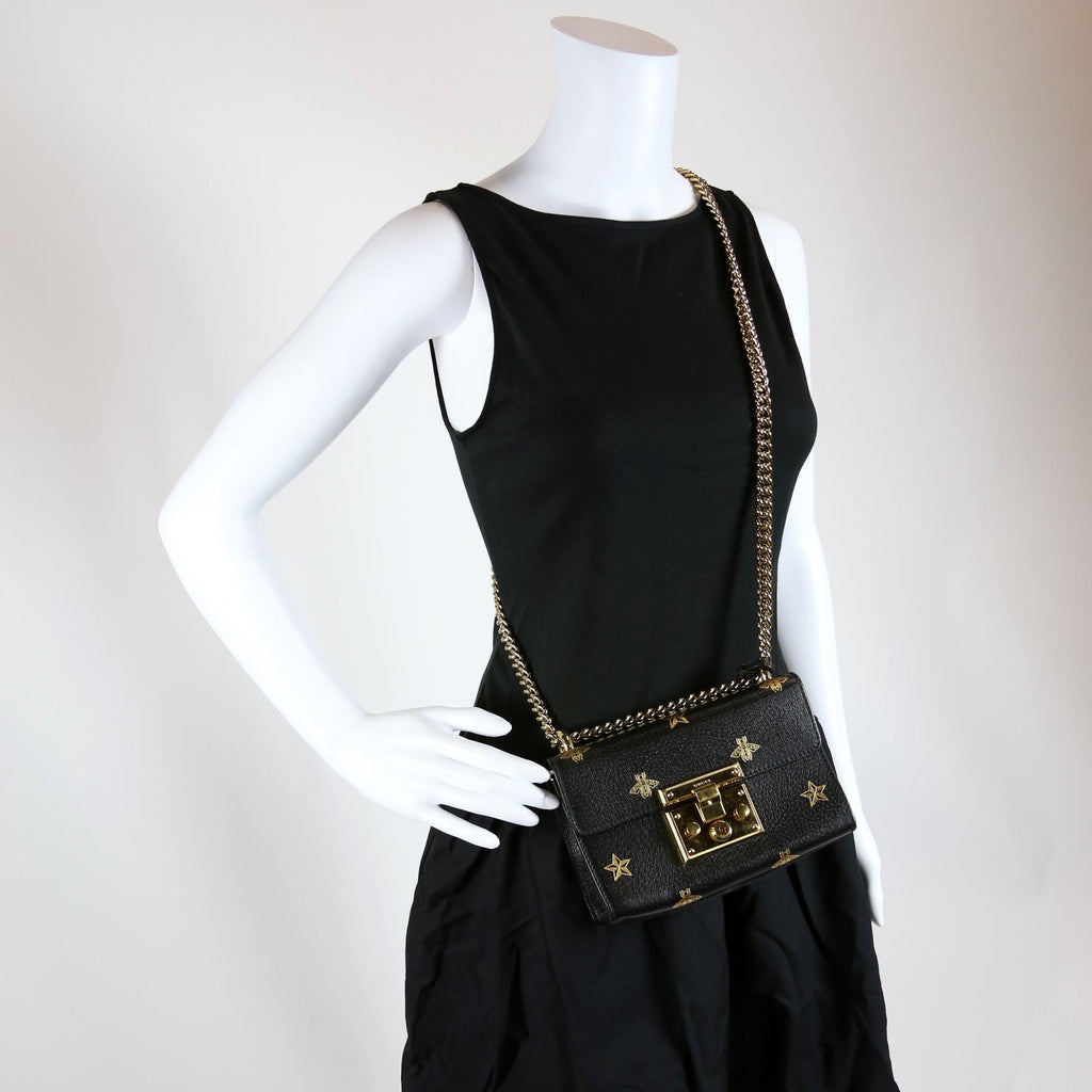 Gucci 432182 Padlock Bee Star Leather Small