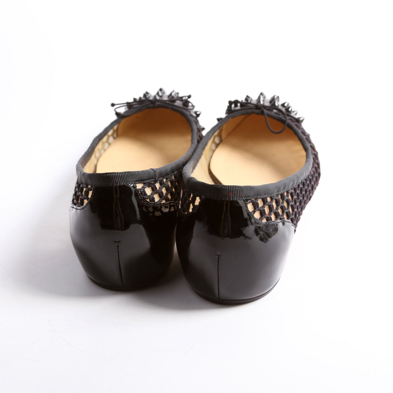 Spike Mesh/Patent Bow Flats Size 39 Black