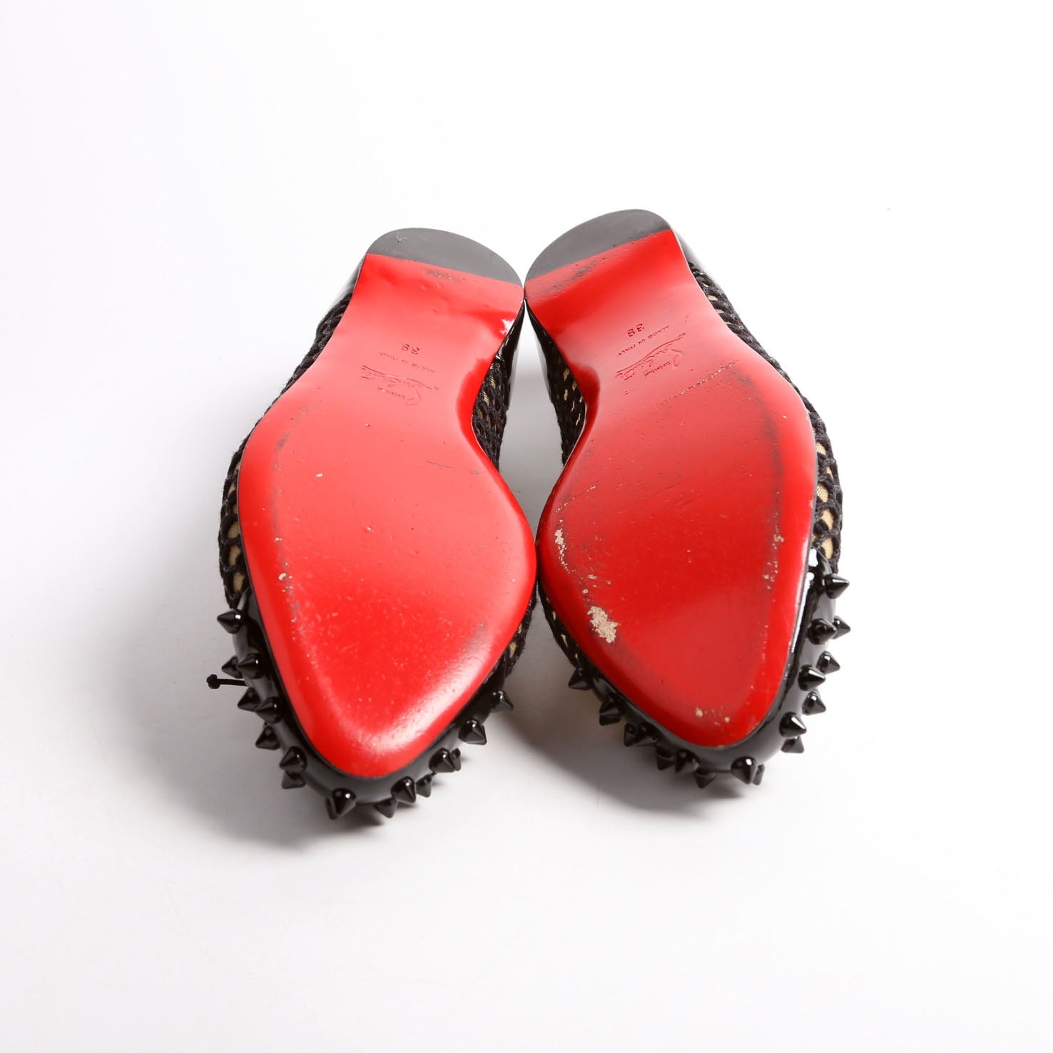 Spike Mesh/Patent Bow Flats Size 39 Black