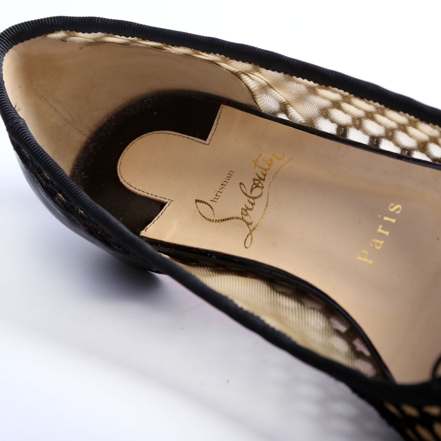 Spike Mesh/Patent Bow Flats Size 39 Black