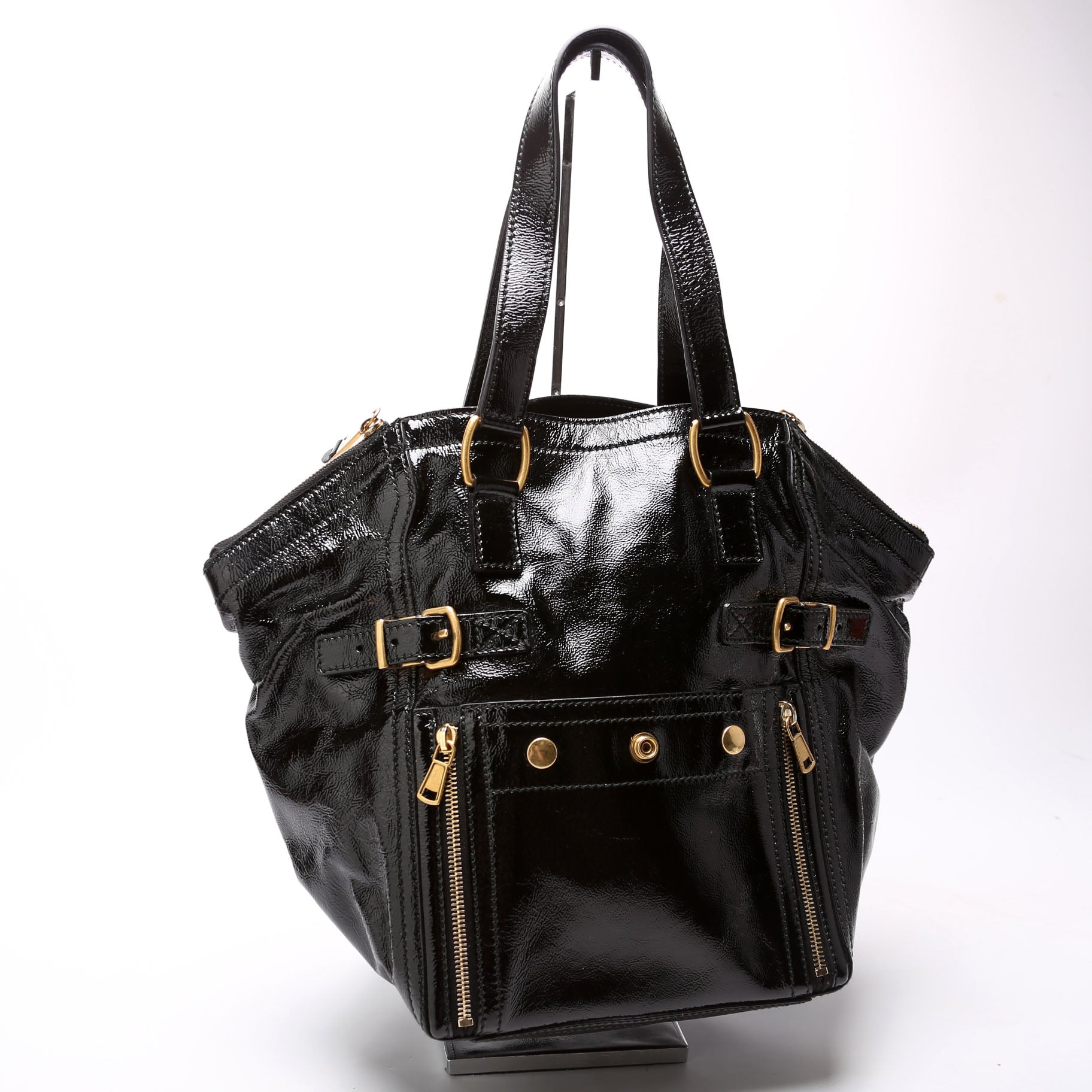 175884 Downtown Patent Leather Tote Black