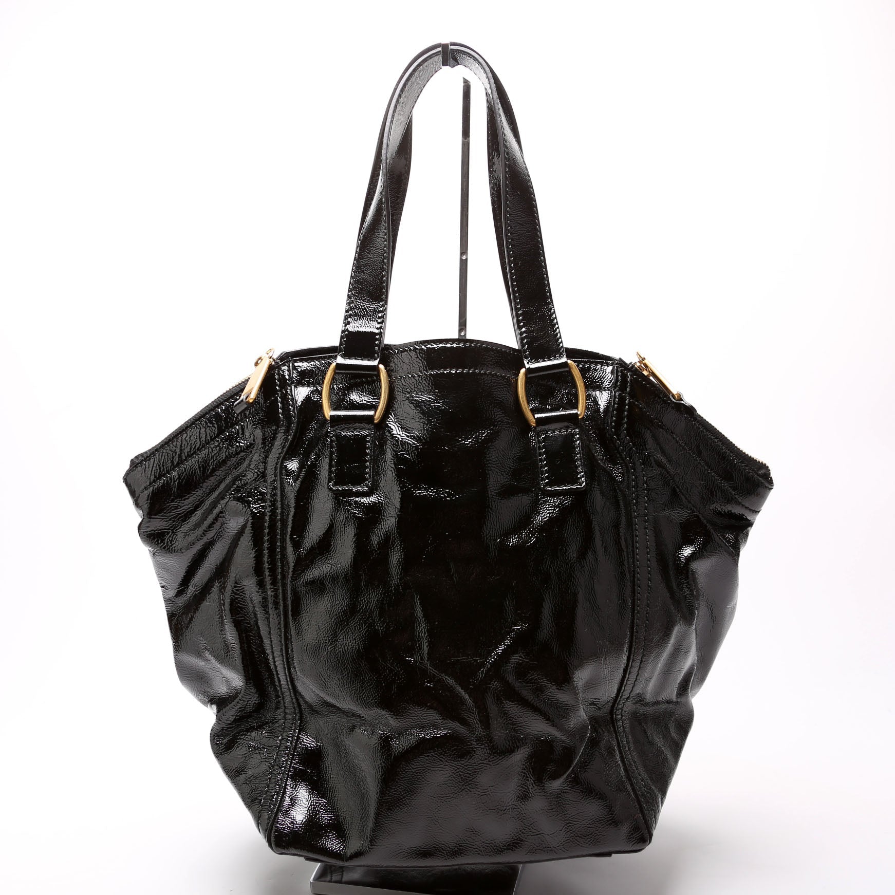 175884 Downtown Patent Leather Tote Black