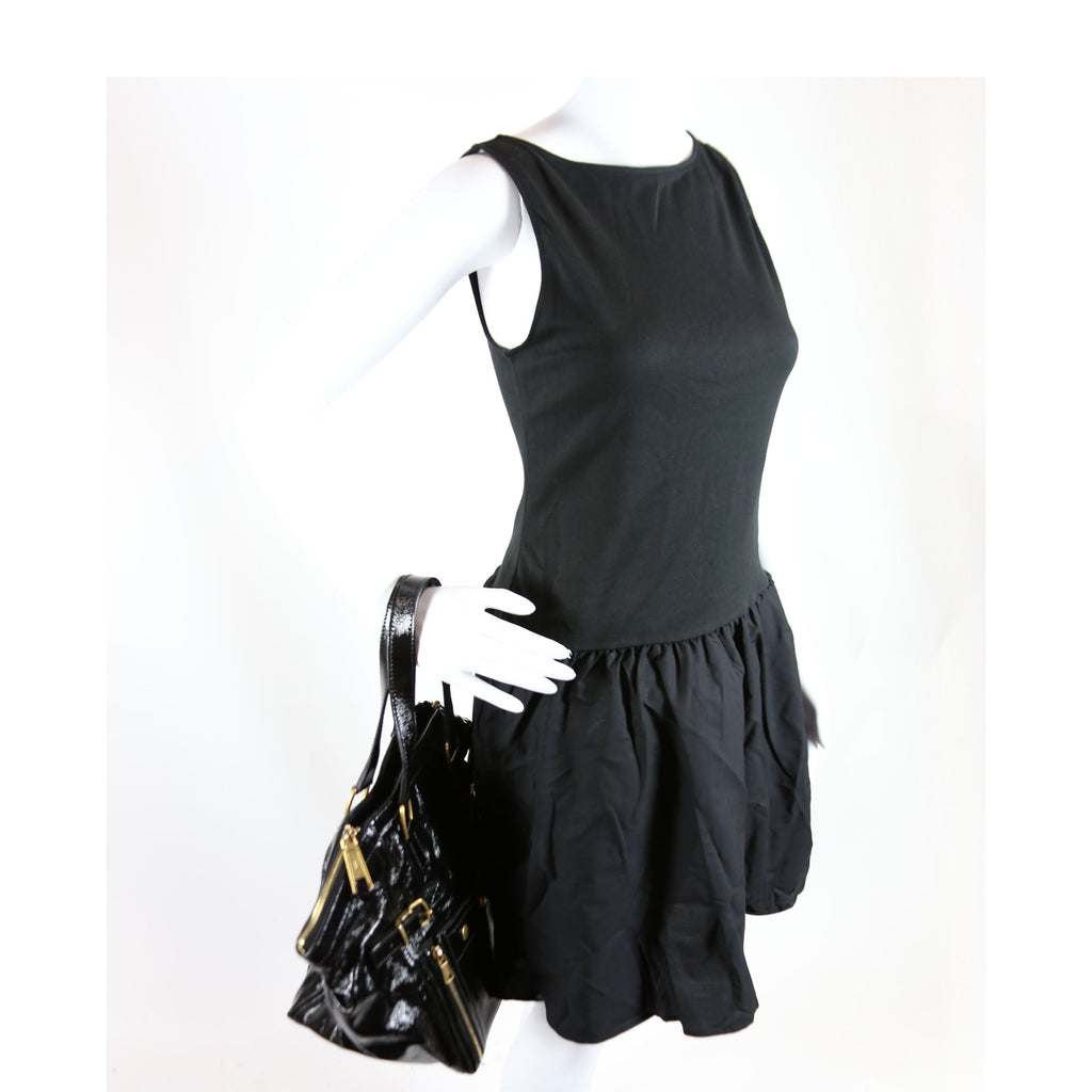175884 Downtown Patent Leather Tote Black