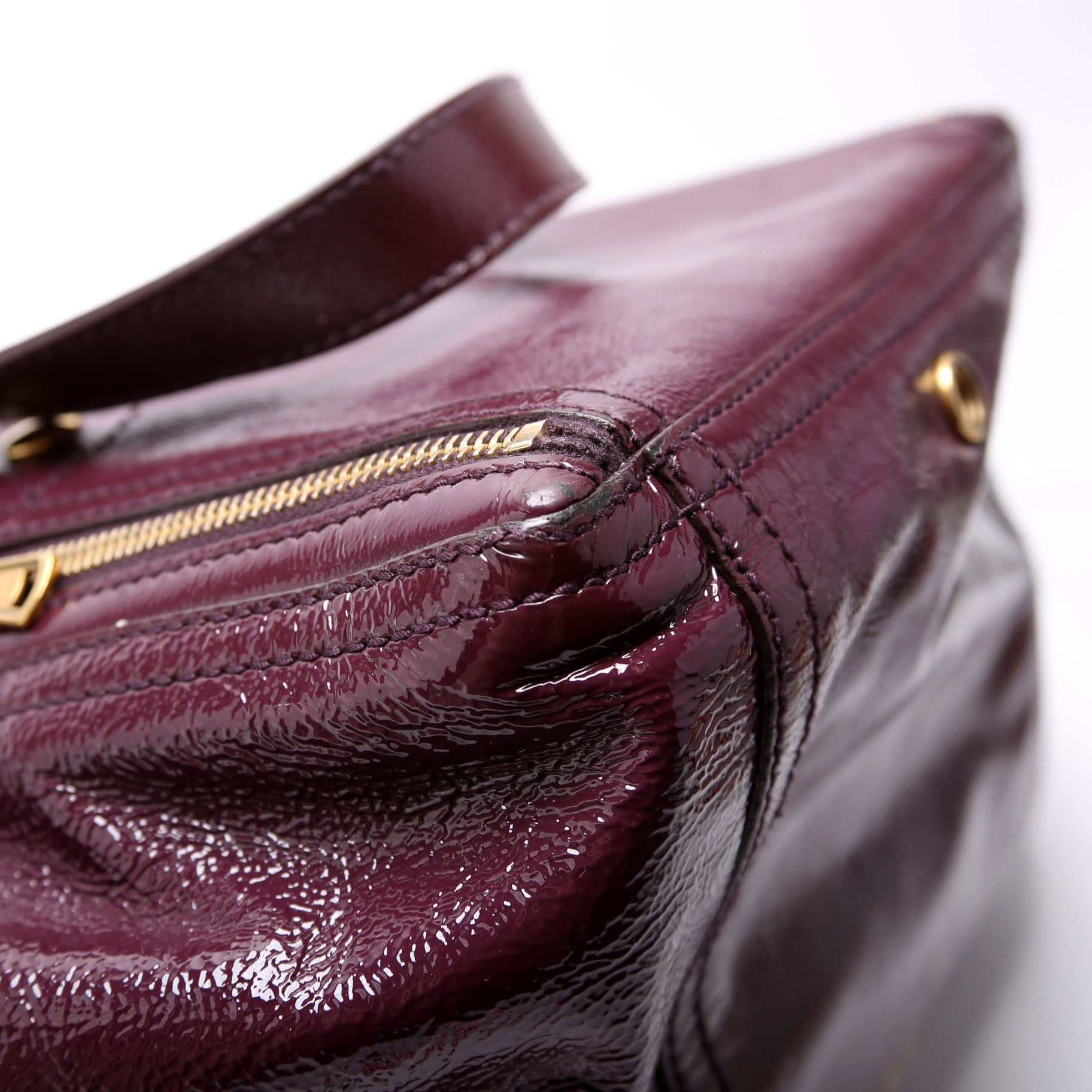 202649 Downtown Patent Leather Tote Purple