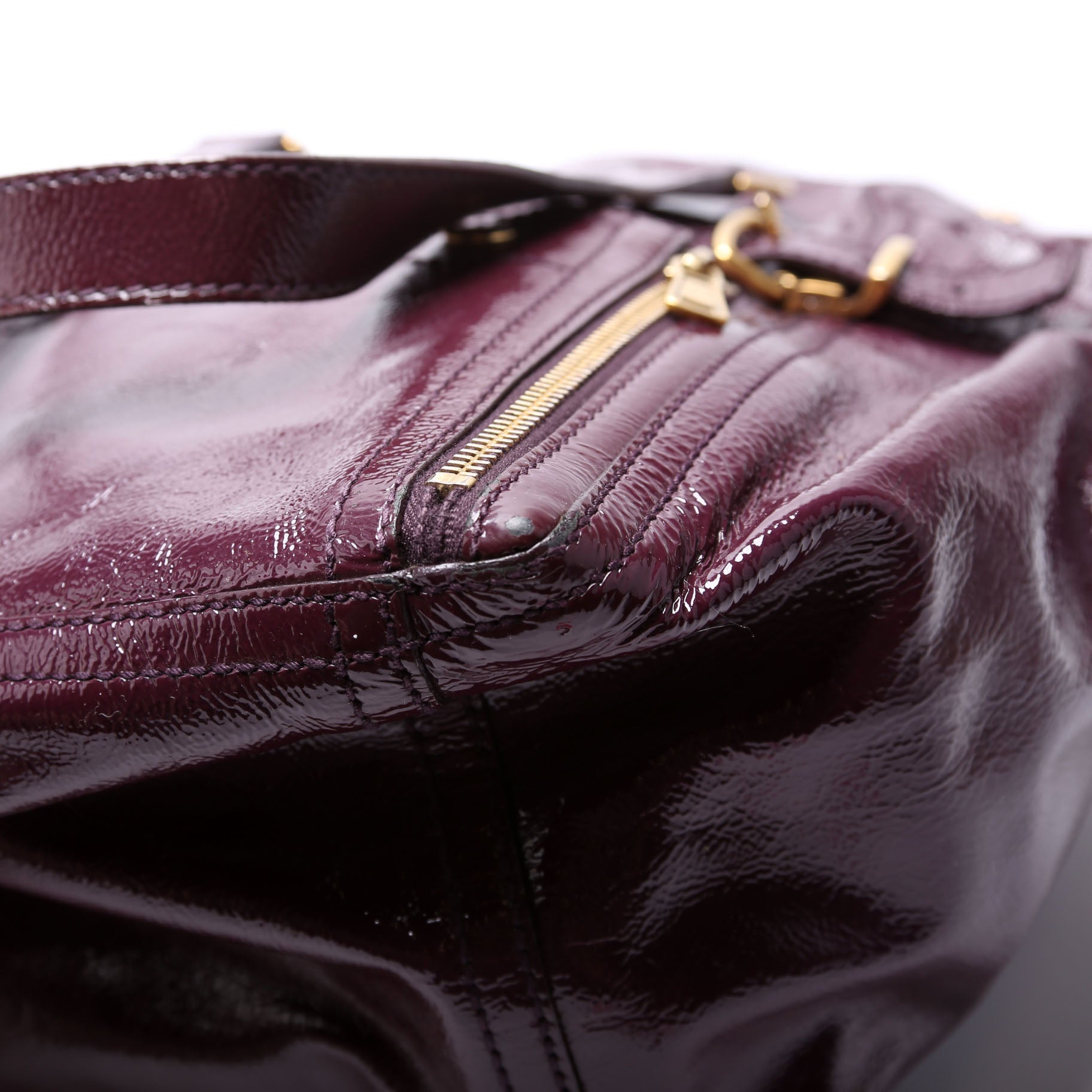 202649 Downtown Patent Leather Tote Purple