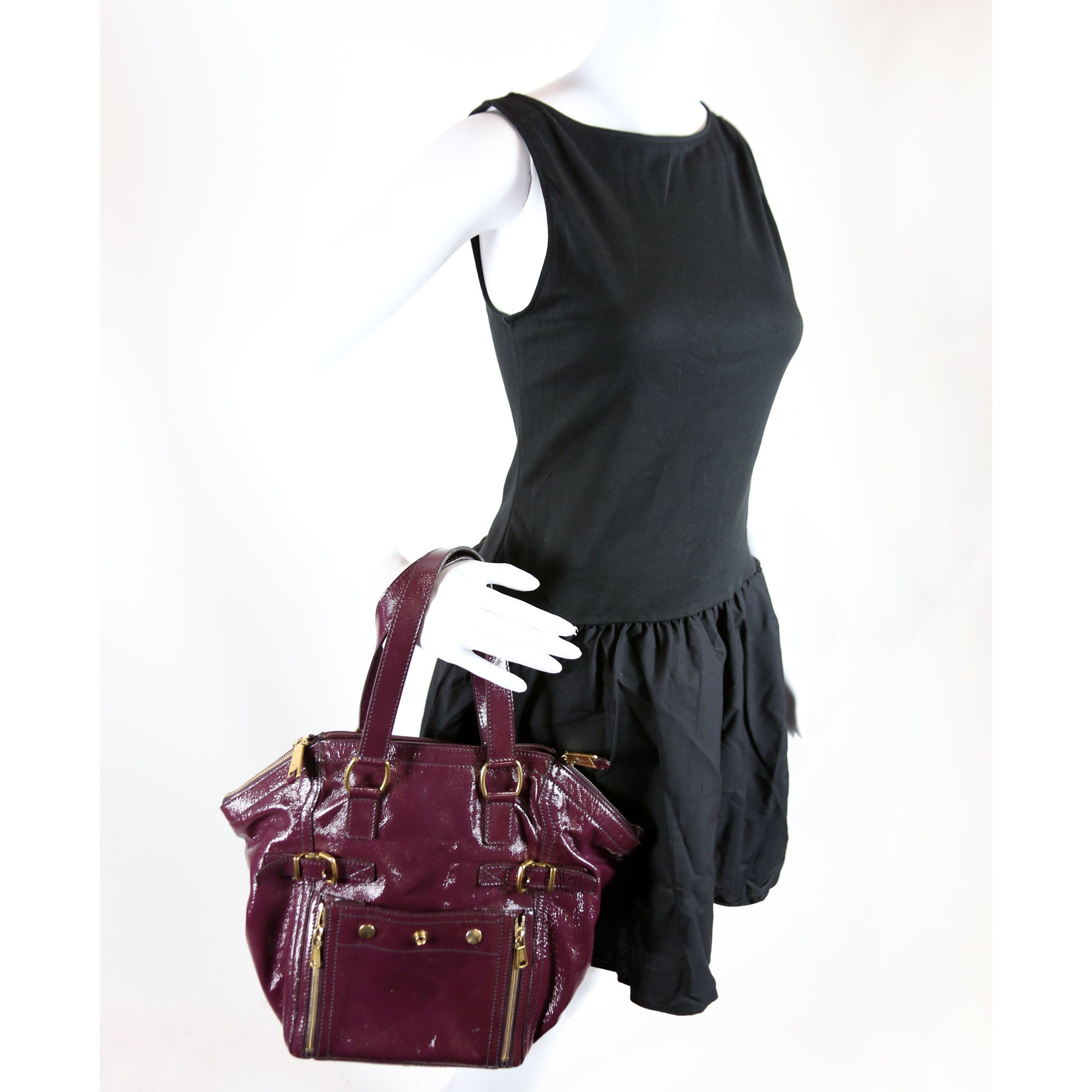 202649 Downtown Patent Leather Tote Purple