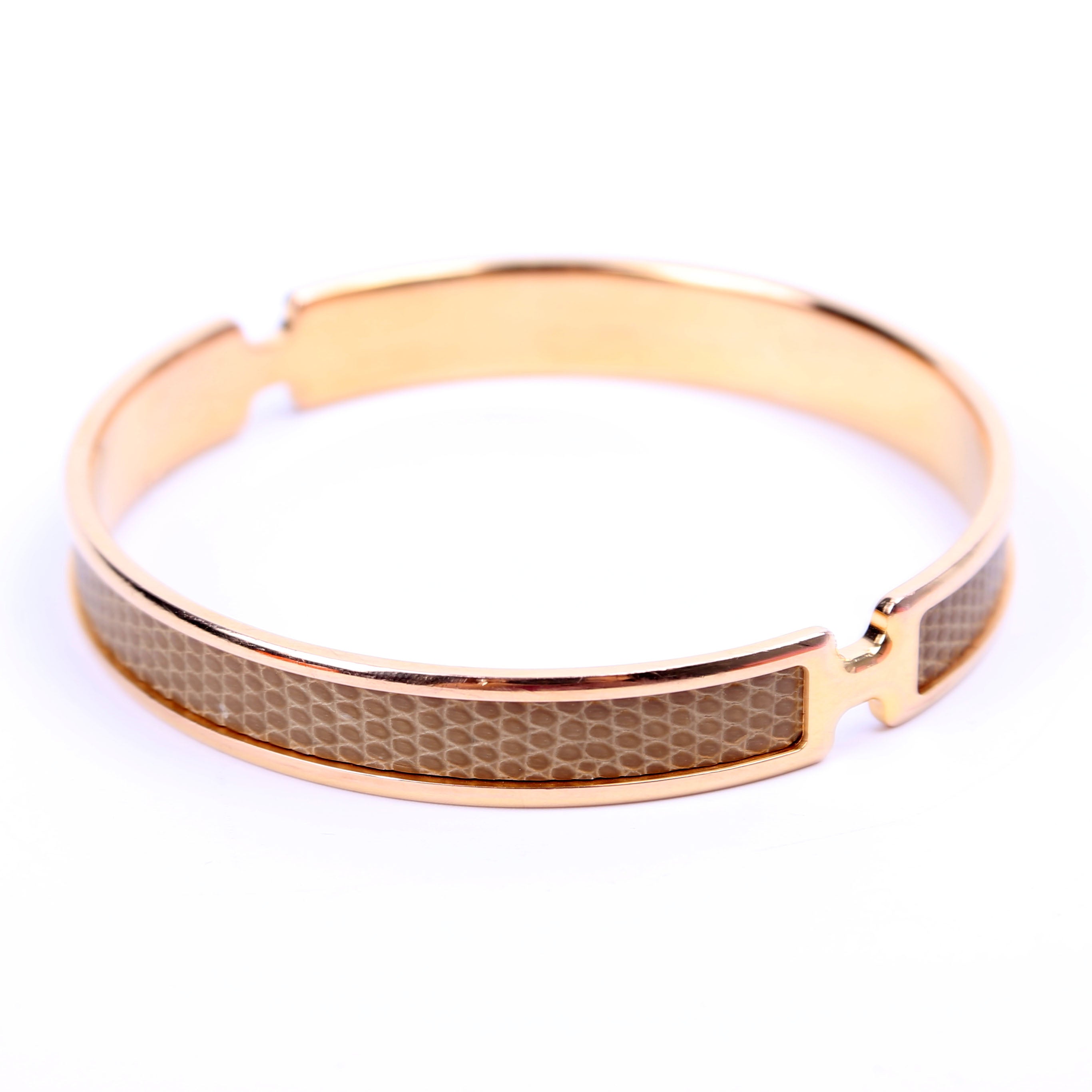 Olympe Lizard H Narrow Bracelet Green/Gold