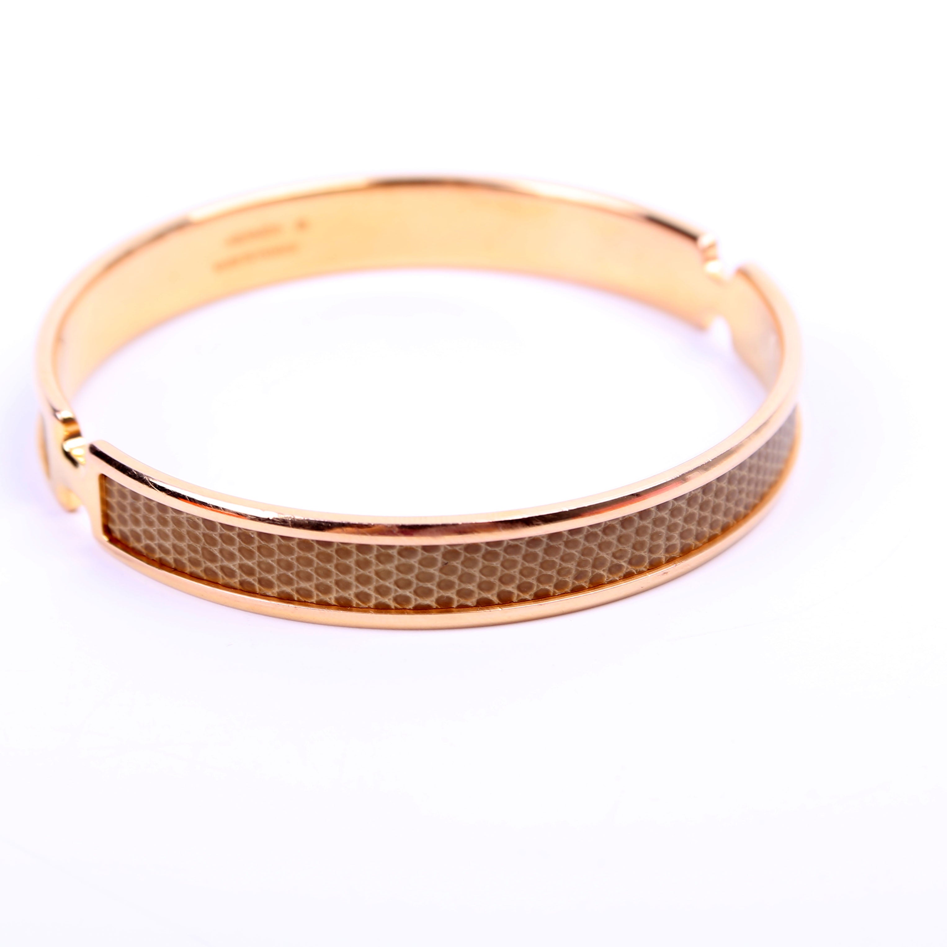 Olympe Lizard H Narrow Bracelet Green/Gold