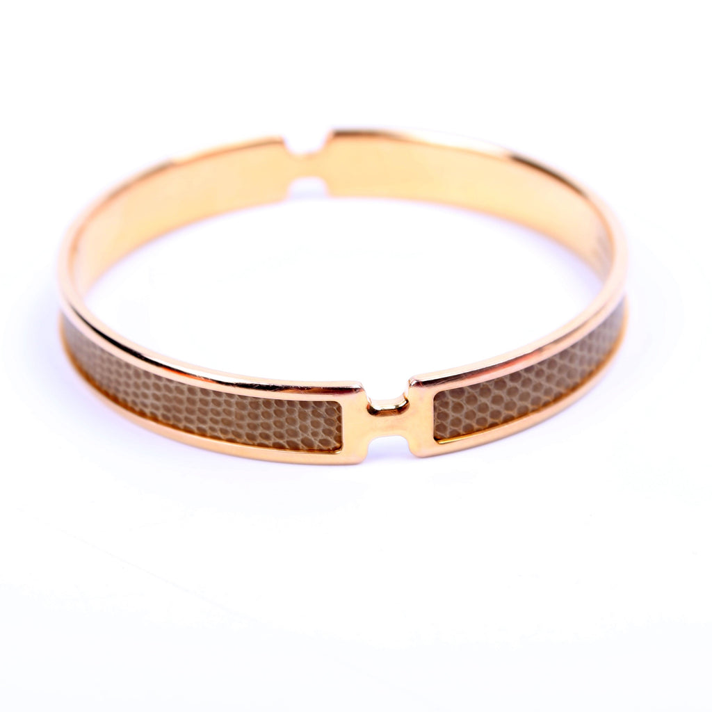 Olympe Lizard H Narrow Bracelet Green/Gold