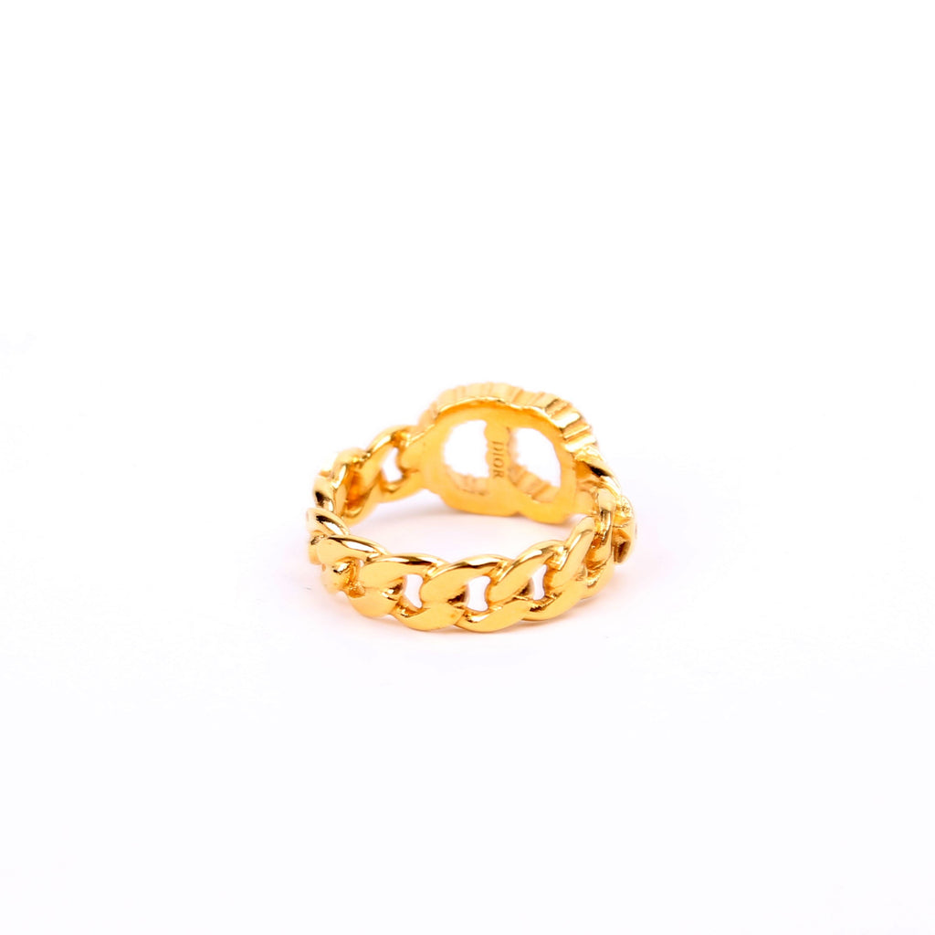 Clair D Lune Crystal Link Ring Size 6.25 Gold
