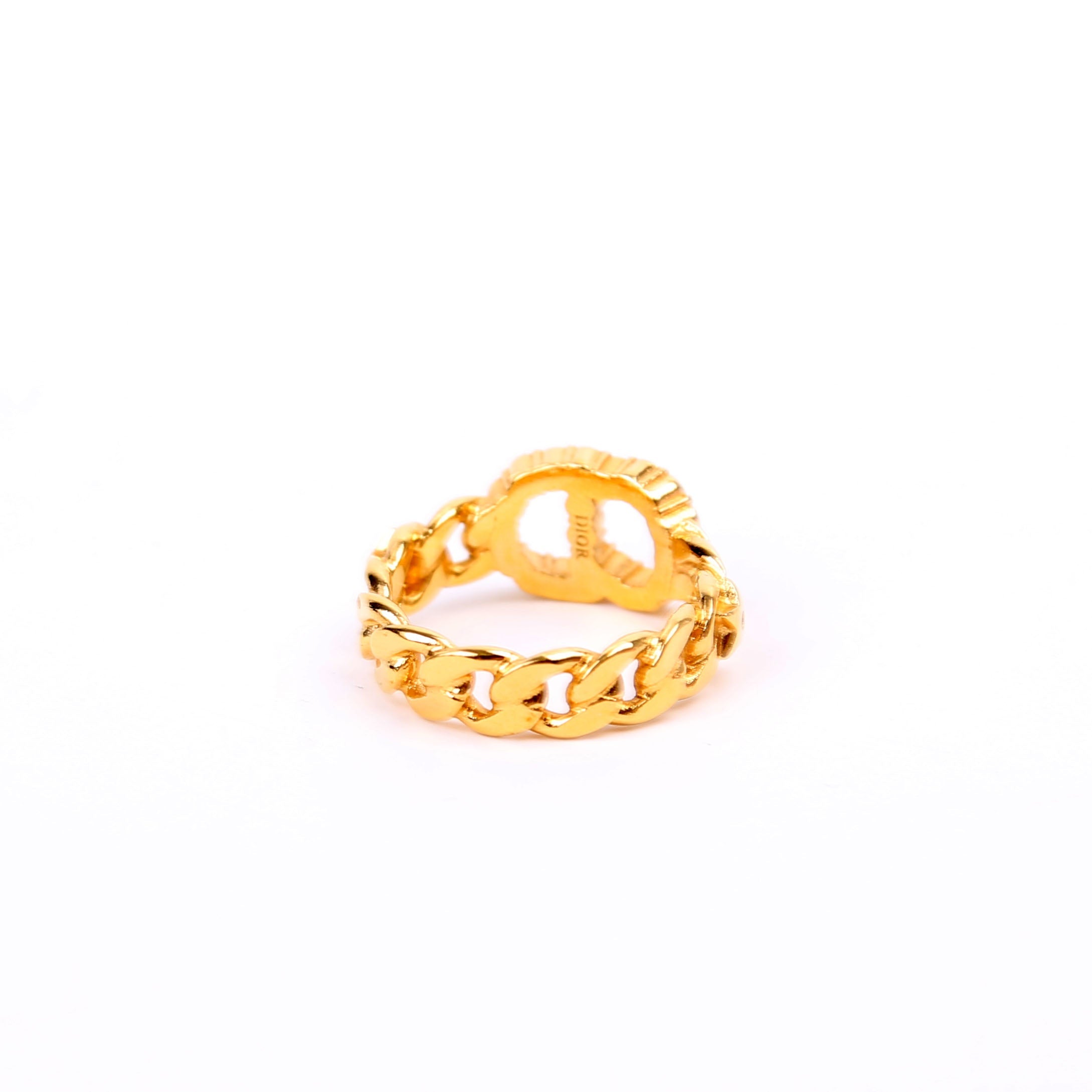 Clair D Lune Crystal Link Ring Size 6.25 Gold