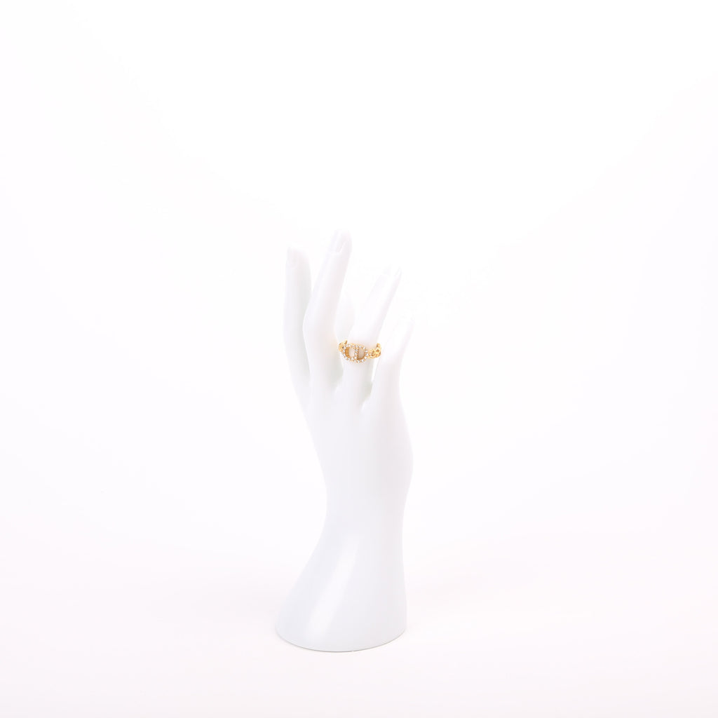 Clair D Lune Crystal Link Ring Size 6.25 Gold