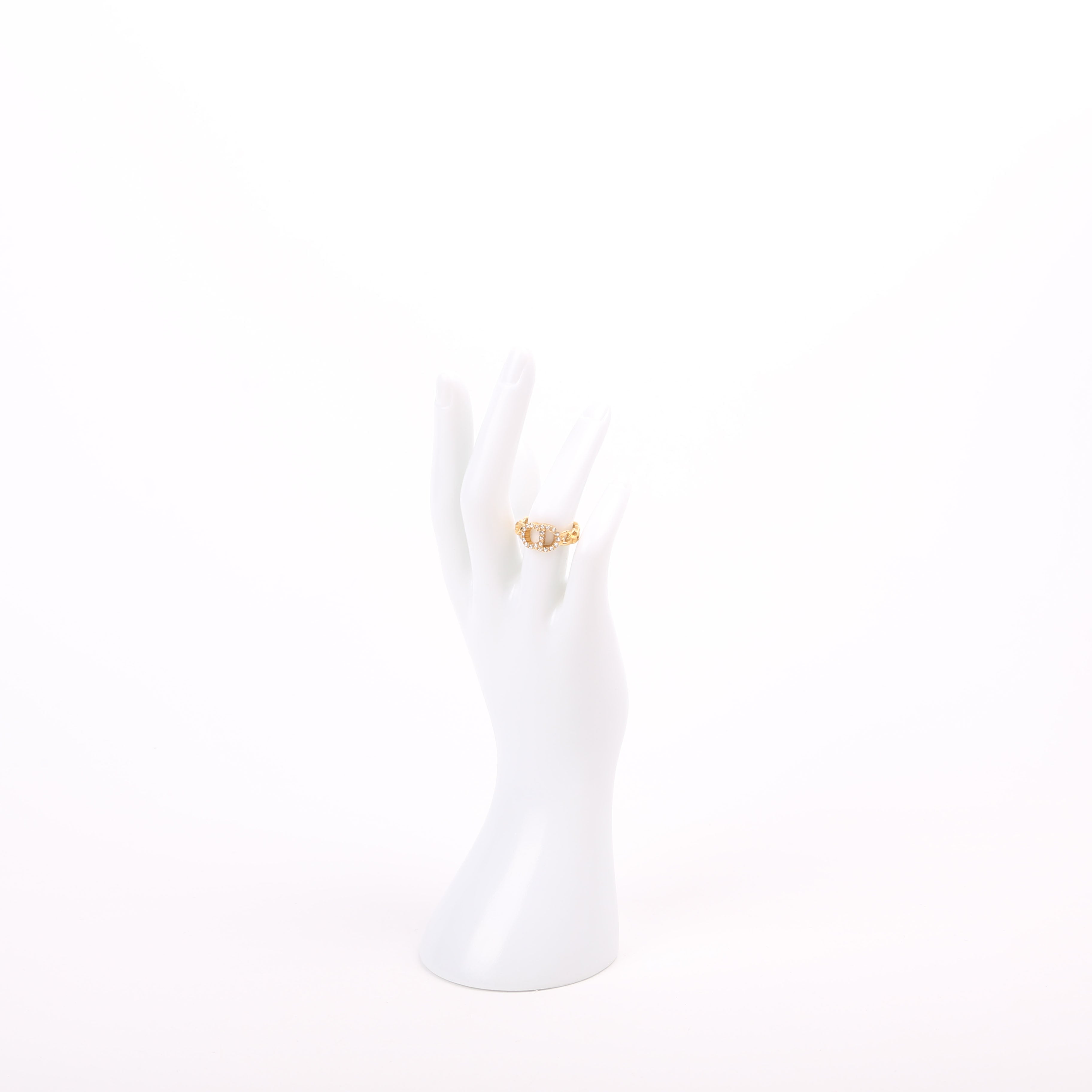 Clair D Lune Crystal Link Ring Size 6.25 Gold