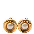Chanel Paris Round Faux Pearl Clip-On Earrings Gold/Pearl