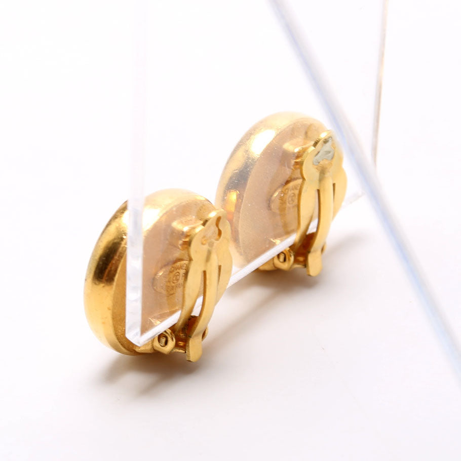 Chanel Paris Round Faux Pearl Clip-On Earrings Gold/Pearl