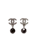 CC Bead Ruthenium Drop Earrings Silver/Black
